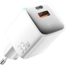 Зарядний пристрій Essager 1xUSB + 1xUSB-C 33 W GaN white (ECTAC-JXB02-Z) - Фото