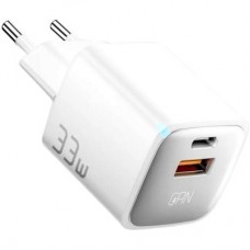Зарядний пристрій Essager 1xUSB + 1xUSB-C 33 W GaN white (ECTAC-JXB02-Z) - Фото