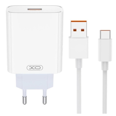 Зарядний пристрій XO USB 120 W + cable USB to USB-C white (XO-L128U)