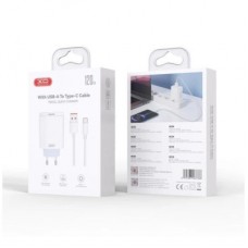 Зарядний пристрій XO USB 120 W + cable USB to USB-C white (XO-L128U) - Фото