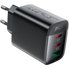 Зарядний пристрій Acefast 2xUSB-C + 1xUSB 67W GaN black (6974316284048) - Фото