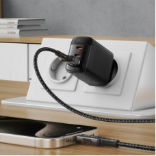 Зарядний пристрій Acefast 2xUSB-C + 1xUSB 67W GaN black (6974316284048) - Фото
