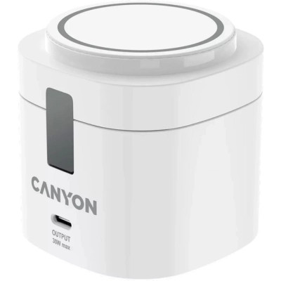 Зарядное устройство Canyon 4-in-1 wireless charging stand 30W + cable 1.0m white (CNS-WCS405WW/A)