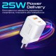 Зарядний пристрій Promate USBC PD25W + USBA QC3.0 18 W White (powerport-25ac.white)