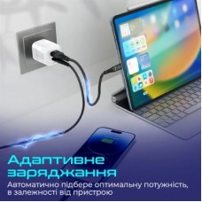 Зарядний пристрій Promate USBC PD25W + USBA QC3.0 18 W White (powerport-25ac.white) - Фото