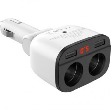 Зарядний пристрій HOCO HOCO Z28 Power ocean 2xUSB + display White (6957531091967) - Фото