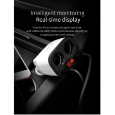 Зарядний пристрій HOCO HOCO Z28 Power ocean 2xUSB + display White (6957531091967) - Фото