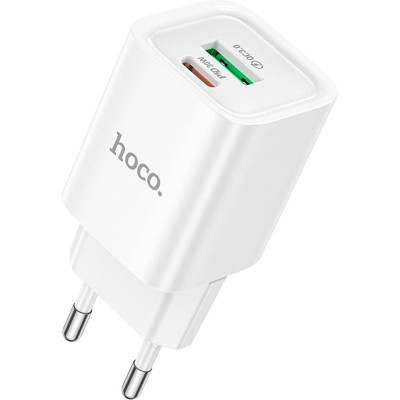 Зарядний пристрій HOCO C149A Charm 1xUSB-C PD30W + 1xUSB QC 3.0 White (6942007630337)