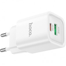 Зарядний пристрій HOCO C149A Charm 1xUSB-C PD30W + 1xUSB QC 3.0 White (6942007630337) - Фото