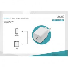 Зарядний пристрій Digitus 2xUSB-C PD65W GaN (DA-10063) - Фото