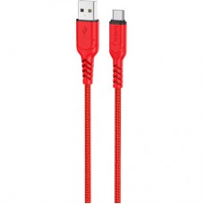 Дата кабель USB 2.0 AM to USB-C 1.0m 3A nylon X59 red HOCO (6931474744937) - Фото