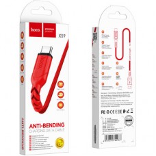 Дата кабель USB 2.0 AM to USB-C 1.0m 3A nylon X59 red HOCO (6931474744937) - Фото
