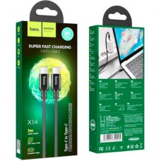 Дата кабель USB-C to USB-C 1.0m 60 W nylon X14 black HOCO (6931474752215) - Фото