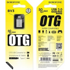 Перехідник OTG USB 3.0 AF to USB-C BOROFONE (6957531090328) - Фото