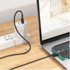 Дата кабель USB 2.0 AM to USB-C 1.0m 3A PVC X83 black HOCO (6931474770905) - Фото