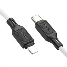 Дата кабель USB-C to Lightning 1.0m Cool silicone PD 20W X90 white HOCO (6931474788399) - Фото