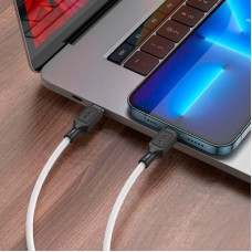 Дата кабель USB-C to Lightning 1.0m Cool silicone PD 20W X90 white HOCO (6931474788399) - Фото