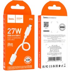 Дата кабель USB 2.0 AM to USB-C 0.25m Hyper 27 W X96 white HOCO (6942007609418) - Фото