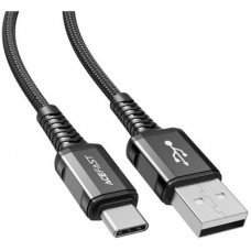 Дата кабель USB 2.0 AM to USB-C 1.2m 3A nylon C1-04 black Acefast (6974316280545) - Фото