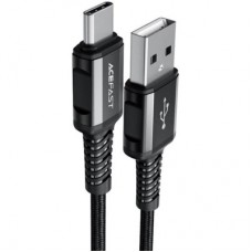 Дата кабель USB 2.0 AM to USB-C 1.2m 3A nylon C1-04 black Acefast (6974316280545) - Фото