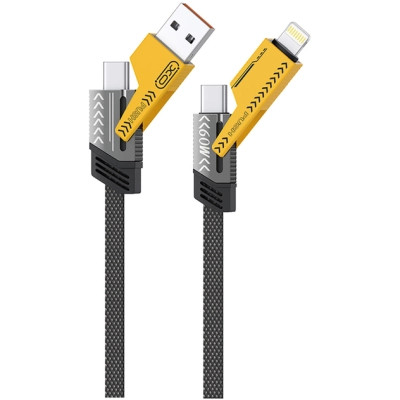 Дата кабель USB-C + USB A to USB-C + Lightning XO (NB283-CAI.gray)
