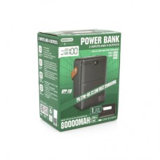 Батарея универсальная Remax 80000mAh, PD, QC/27W+22.5W, 3*USB, Type-C, Black (RPP-118) - Фото
