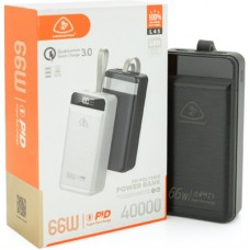 Батарея універсальна LIONPATTON 400000mAh, QC3.0, MicroUSB, Type-C, Lighting, USB, Black (L45/38067) - Фото