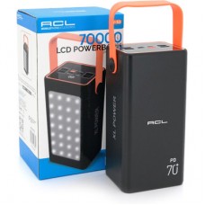 Батарея універсальна ACL 70000 mAh, PD/22.5W, USB, Type C, ліхтар, Black/White (PW-52 / 34002) - Фото