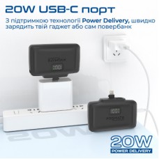 Батарея універсальна Promate 10000 mAh PD/20W (powerup-10duo.black) - Фото