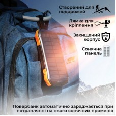 Батарея универсальная Promate 10000mAh PD/20W, QC/3/0, Solar, QI, IP65 (solartank-10pdqi.black) - Фото