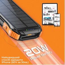 Батарея универсальная Promate 10000mAh PD/20W, QC/3/0, Solar, QI, IP65 (solartank-10pdqi.black) - Фото