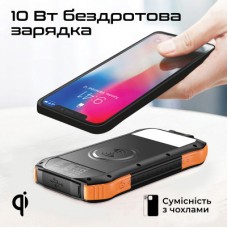 Батарея универсальная Promate 10000mAh PD/20W, QC/3/0, Solar, QI, IP65 (solartank-10pdqi.black) - Фото