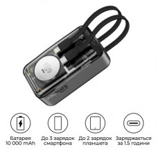Батарея універсальна Promate 10000 mAh PD/35W, iWatch charging (mavrix.black) - Фото