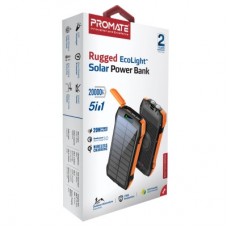 Батарея универсальная Promate 20000mAh PD/20W, QC/3/0, Solar, QI, IP65 (solartank-20pdqi.black) - Фото
