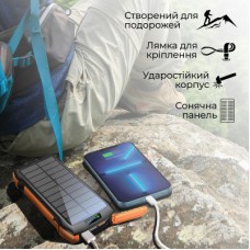 Батарея универсальная Promate 20000mAh PD/20W, QC/3/0, Solar, QI, IP65 (solartank-20pdqi.black) - Фото