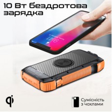 Батарея универсальная Promate 20000mAh PD/20W, QC/3/0, Solar, QI, IP65 (solartank-20pdqi.black) - Фото