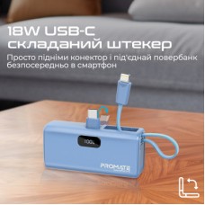 Батарея універсальна Promate 5000mAh PD/20W (nanopack-5.navy) - Фото