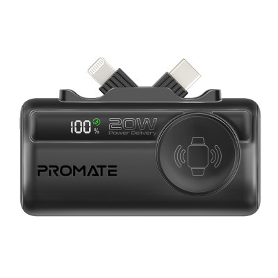 Батарея універсальна Promate 5000 mAh PD/20W, Apple Watch charging (powerup-trio.black)