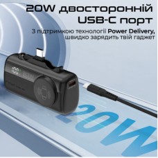 Батарея універсальна Promate 5000 mAh PD/20W, Apple Watch charging (powerup-trio.black) - Фото