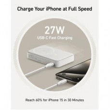 Батарея універсальна Anker MagGo 10000 mAh, Qi2/15W, PD, 27W, USB-C, white (A1654G21) - Фото
