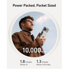 Батарея універсальна Anker MagGo 10000 mAh, Qi2/15W, PD, 27W, USB-C, white (A1654G21) - Фото