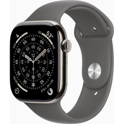 Смарт-часы Apple Watch Series 11 GPS + Cellular 46mm Natural Titanium Case with Stone Grey Sport Band - M/L (MFCX4RK/A)