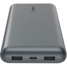Батарея універсальна Belkin 10000 mAh 15 W 2xUSB-A, USB-C Gray (BPB011BTGY) - Фото