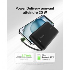 Батарея універсальна Belkin 10000 mAh, 20 W, USB-C, Black (BPB021HQBK) - Фото