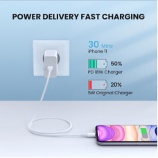 Дата кабель USB-C to Lightning 2.0m US1713A Nickel Plating ABS Shell White Ugreen (60749) - Фото