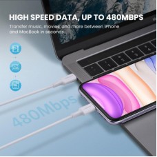 Дата кабель USB-C to Lightning 2.0m US1713A Nickel Plating ABS Shell White Ugreen (60749) - Фото