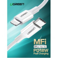 Дата кабель USB-C to Lightning 2.0m US1713A Nickel Plating ABS Shell White Ugreen (60749) - Фото