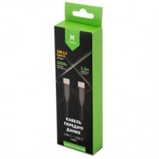 Дата кабель USB-C to USB-C 1.2m UBS3.2 Gen2 10G 100W Chip Silicon Black Vinga (VCPDCCC31012SB) - Фото