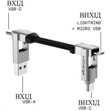Дата кабель 6in1 inCharge 6 — 0.06m gold Rolling Square (SIX03R) - Фото