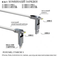 Дата кабель 6in1 inCharge XL 3.0m white Rolling Square (XLL02R) - Фото